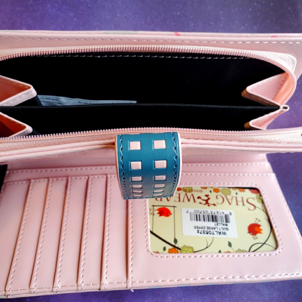 Patchwork Quilt Wallet NWT - Pink Vegan Leather - Vintage-Style Womens Wallet - Picture 5 of 7